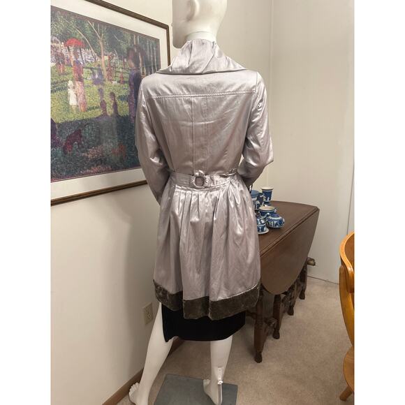 CC Couture Silver Gray Satin and Velvet Jacket Medium - Picture 3 of 7